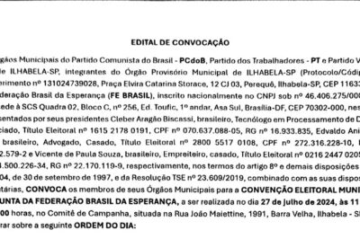 Edital de Convocação Convenção Eleitoral Municipal
